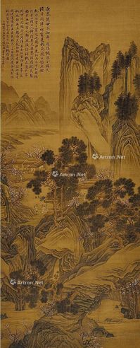 桃源图 立轴 设色绢本