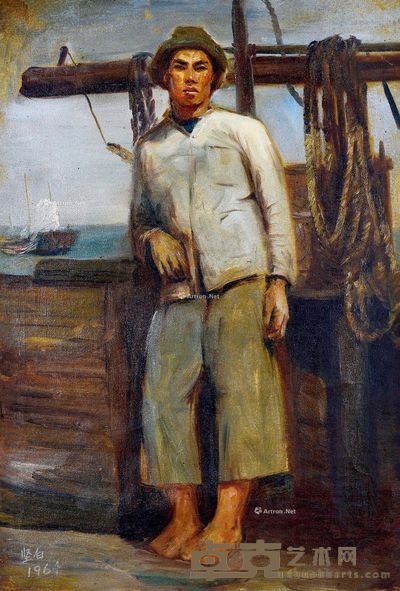 徐坚白 1964年作 渔民 布面油画 73×50cm