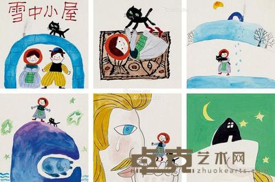 陈宗耀 雪中小屋 （十八页） 设色 连环画原稿 11×11cm×18