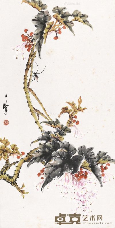 梁占峰 红花天牛 108×54.5cm