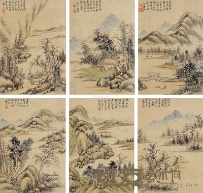 奚罔 山水 26×18cm×12