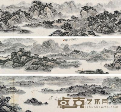 傅狷夫 山水长卷 42×414cm