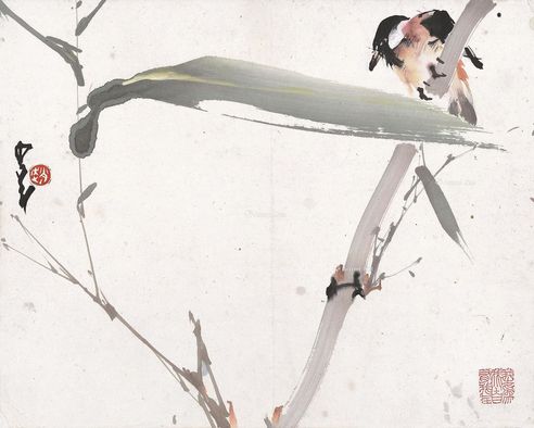 赵少昂 翠羽小鸟