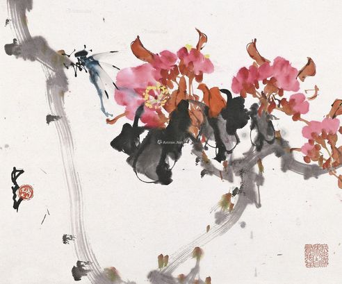 赵少昂 海棠蜻蜓