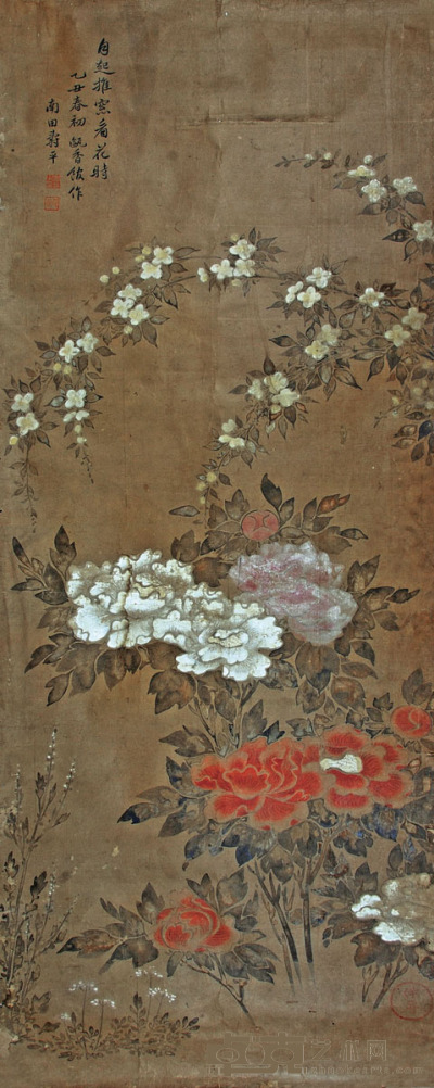恽寿平 花卉 126×49cm