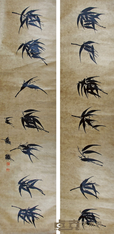 王嘉漠 书法对联 176×43cm×2