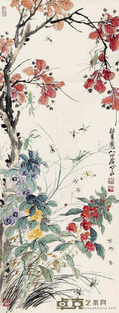 李赞周 花鸟 89×34cm