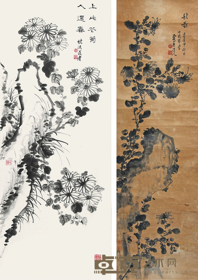 葛月潭 秋图(一组两件) 103×31cm,111×45cm