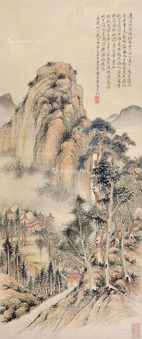 潘恭寿 秋山萧寺图