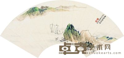 晏济原 春江帆影 15×41cm