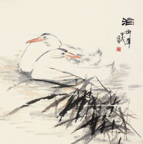 胡树群 双鸭图
