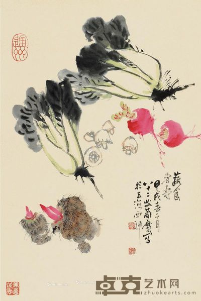曹简楼 蔬食者寿 67×46cm