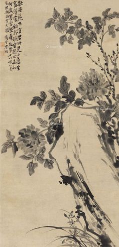 李鱓 墨牡丹