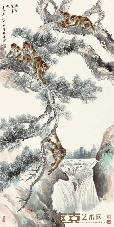 蒋伟 幽壑灵猴 100×50cm