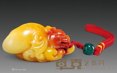 三色芙蓉瑞兽手件 6.5×2.5×3.2cm