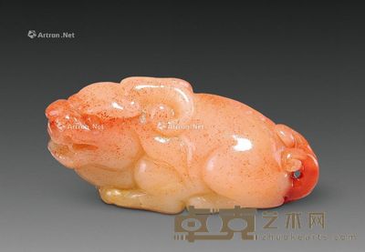 桃花芙蓉瑞兽手件 5.5×2.5×2.7cm