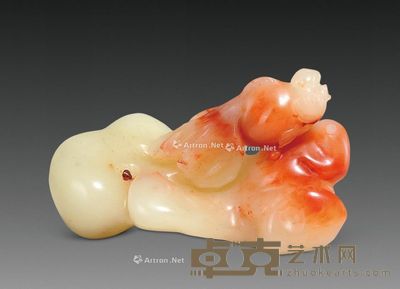 巧色芙蓉金鱼手件 6×3.8×3.2cm