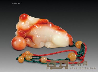 巧色芙蓉瑞兽戏球手件 7×3.3×3.5cm