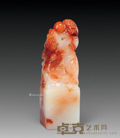 红花芙蓉双螭钮章 2.5×1.8×7.7cm