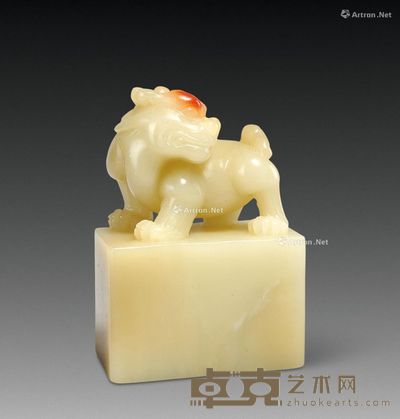 巧色芙蓉石兽扁章 4×2.3×5.5cm
