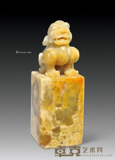 大山晶甪端钮大方章 3.8×3.8×10.5cm