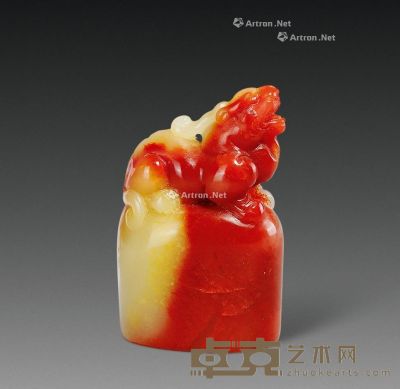 结晶红花芙蓉甪端钮章 2.8×1.6×4.2cm