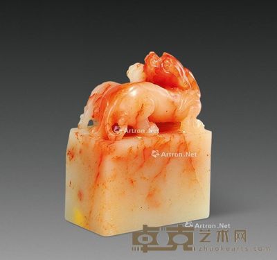 巧色芙蓉螭钮扁章 3.5×2×4.5cm