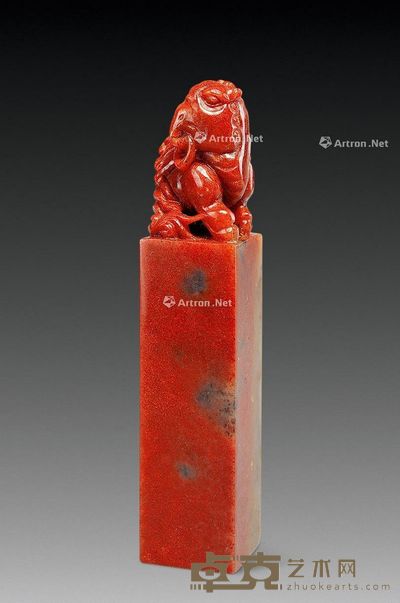 高山朱砂兽钮章 1.8×1.8×8.9cm