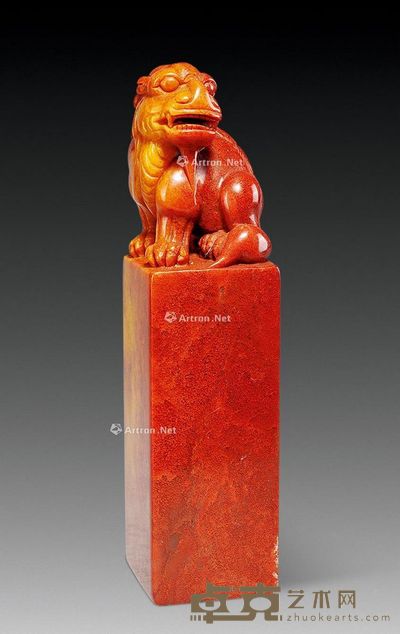 高山朱砂红甪端钮章 3.1×3.1×12.3cm