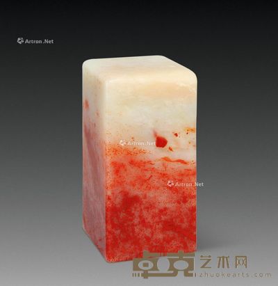 高山桃花冻素方章 3.4×3.4×6.8cm