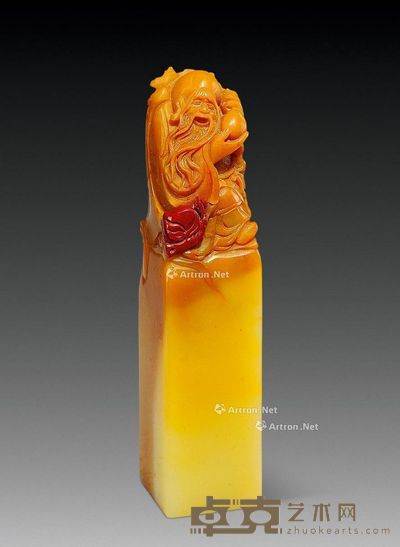 巧色芙蓉寿星钮章 2.4×2.4×10.5cm