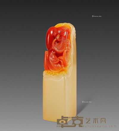 水洞高山鲤鱼钮章 2.4×2×7.8cm