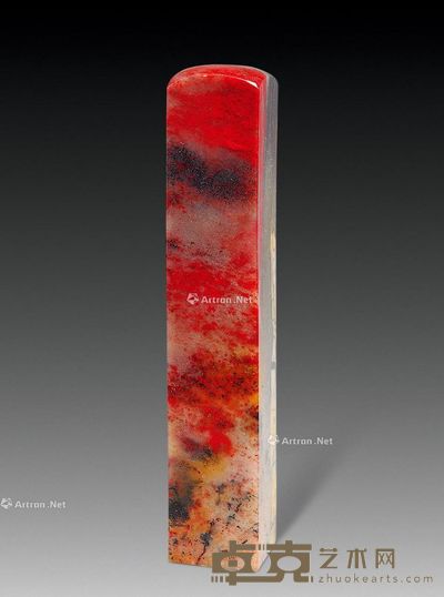 昌化刘关张鸡血素方章 2×2×10.3cm