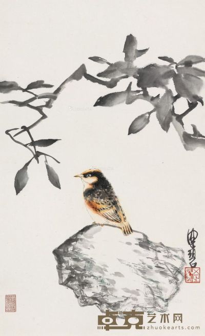 陈佩秋 秋叶小鸟 65×40cm