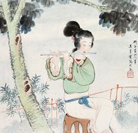 吴青霞 仕女吹笛