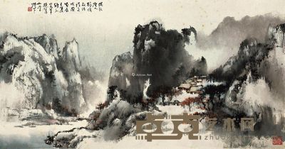 欧豪年 枫桥夜泊 60×117cm