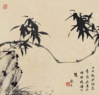 白蕉 风竹图