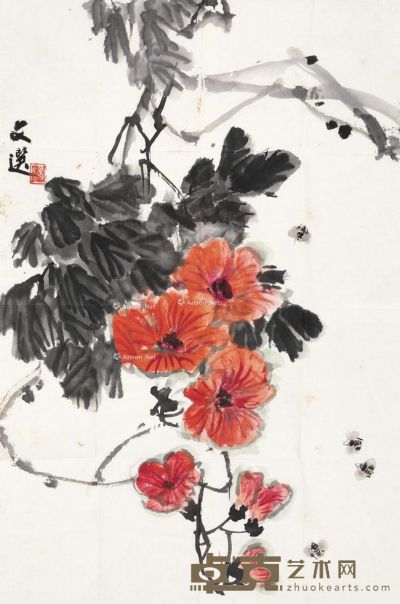 汤文选 花卉 69×45cm