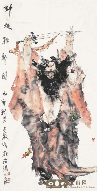 梁占岩 钟馗驱邪图 138×69cm