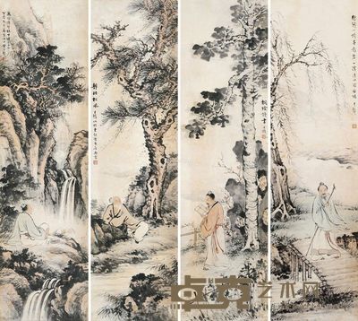 黄君璧 山水 122×33cm×4