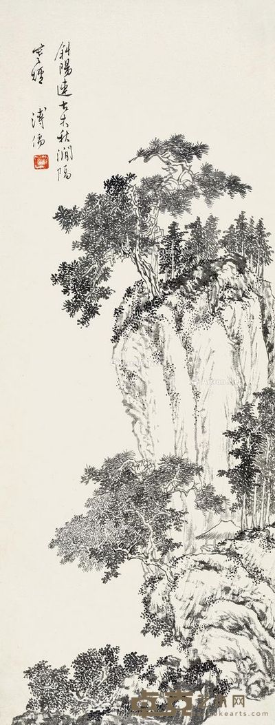 溥儒 山水 91×33cm