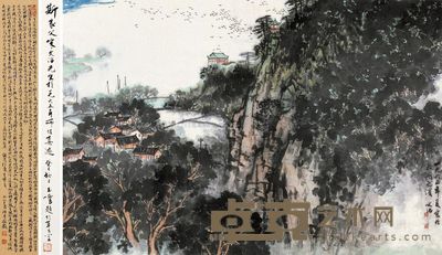 宋文治 太湖之滨 画心133×197cm；题签70×10cm