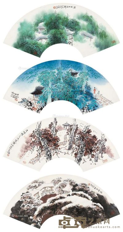 孙君良 四季佳景 29×61cm×4