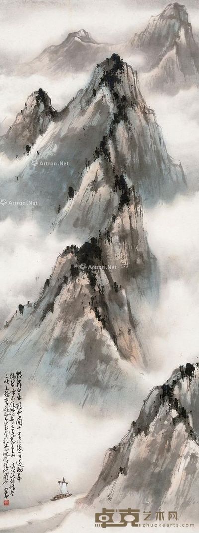 赵少昂 轻舟已过万重山 107×40cm