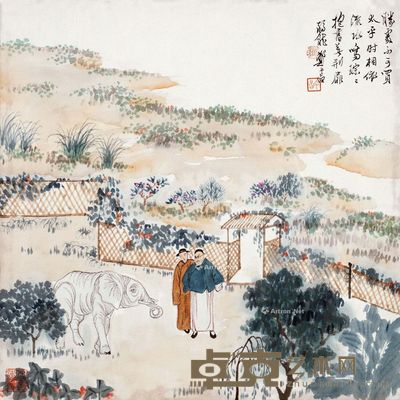郑午昌 太平有象 35×35cm