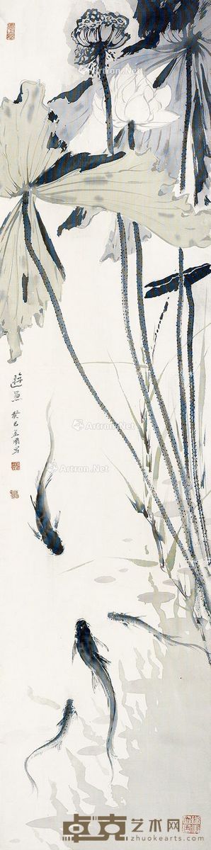 李金国 游鱼 132.5×33cm