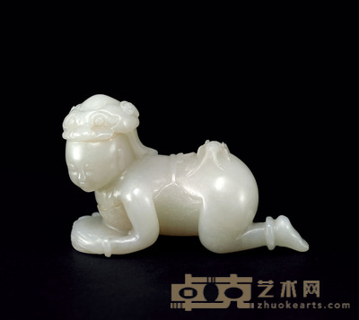 清中期 白玉童子抱鼓摆件 长8.7cm