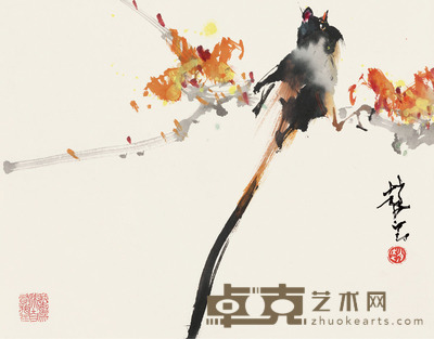 赵少昂 山雀 29×37.5cm