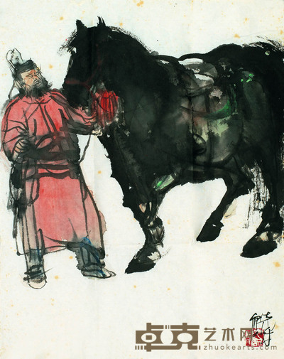 彭先诚 牵马图 34×27