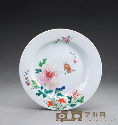 清乾隆 粉彩花卉纹盘 直径23.2cm